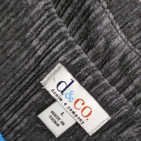 VTG Black Corduroy Long Button Front Collared Coat Denim and Co - Picture 4 of 9